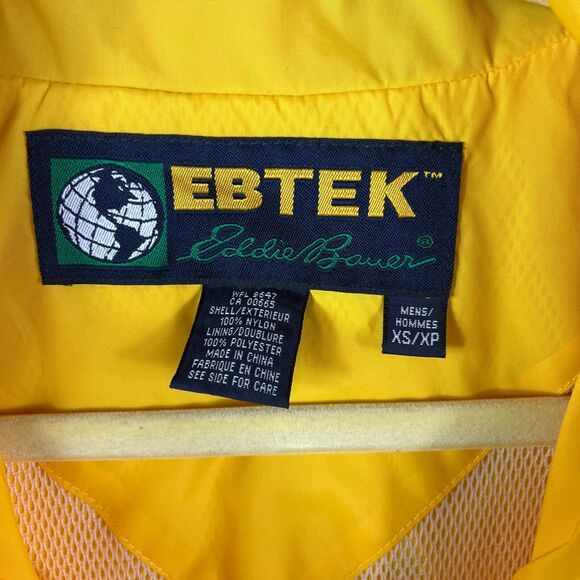 VTG  EBTEK Sac Jacket Mens XS Yellow Hooded Vented Full Zip Windbreaker Hiking - Picture 11 of 14